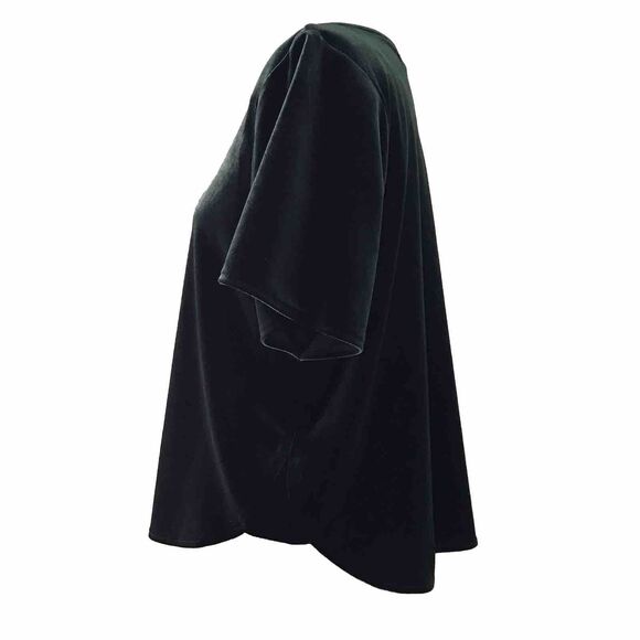 Madewell Velvet Hunter Green Short Sleeve Boxy Top Classic Holiday Blouse - S - Picture 2 of 7